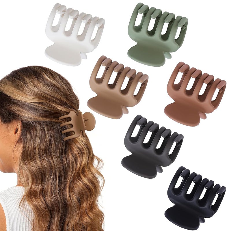 USDNICE 6 Pcs Hair Clips Small Claw Clips for Thin Hair Medium Matte Non-slip Hair Accessories for Women and Girls (Brown) - Image 2